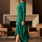 Simple Green A Line Round Neck Long Mother of Bride Dress