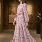Purple Floral A Line Round Neck Long Mother of Bride Dress Sash
