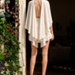 Ivory A Line Asymmetric Neck Homecoming Dress with Cape Sleeve