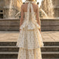 Floral White A Line Halter Long Prom Dress with 3D Flower
