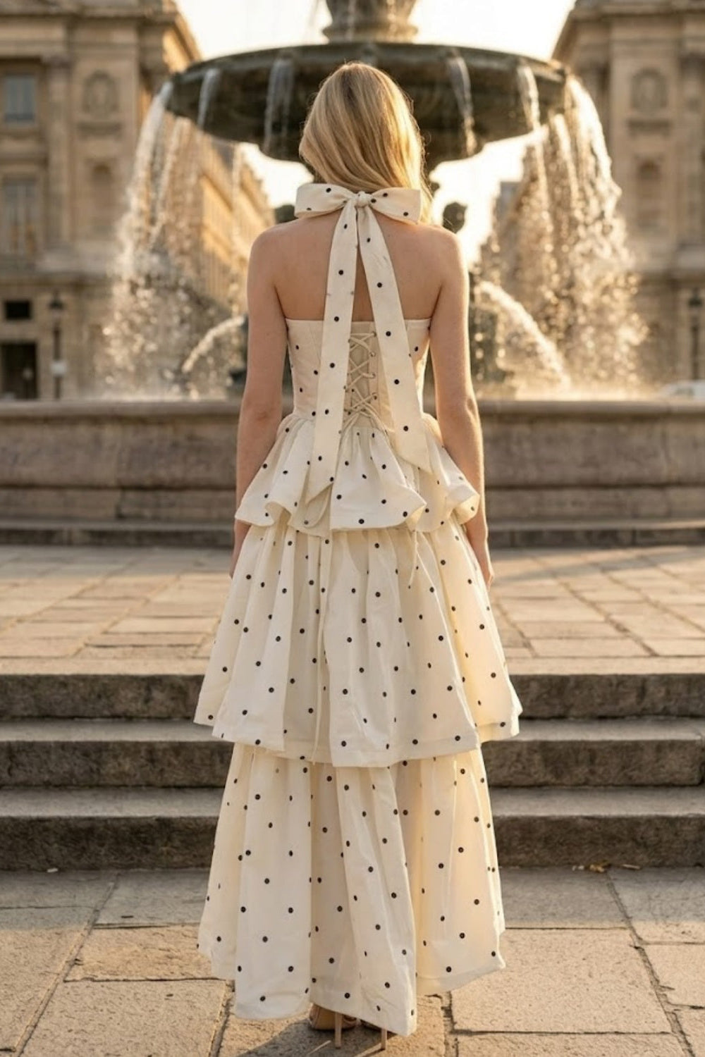 Floral White A Line Halter Long Prom Dress with 3D Flower