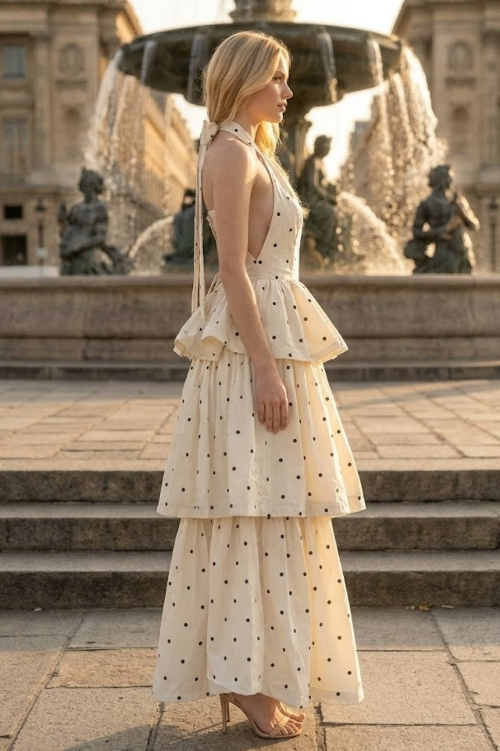 Floral White A Line Halter Long Prom Dress with 3D Flower