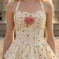 Floral White A Line Halter Long Prom Dress with 3D Flower