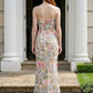 Floral 3D Sheath Strapless Long Prom Dress with Appliques