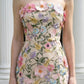 Floral 3D Sheath Strapless Long Prom Dress with Appliques