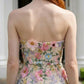 Floral 3D Sheath Strapless Long Prom Dress with Appliques