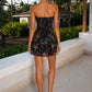 Black A Line Strapless Homecoming Dress with Floral Print