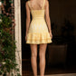 Yellow A Line Spaghetti Strap Homecoming Dress with Embroidery
