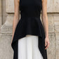 Black and White A Line Halter Long Prom Dress with Pleats