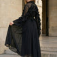 Black A Line Peter Pan Collar Midi Formal Dress with Ruffles