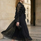 Black A Line Peter Pan Collar Midi Formal Dress with Ruffles