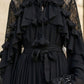 Black A Line Peter Pan Collar Midi Formal Dress with Ruffles