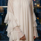White A Line High Neck Midi Prom Dress with Ruffles