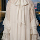 White A Line High Neck Midi Prom Dress with Ruffles