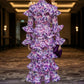 Purple Sheath High Neck Long Prom Dress with Ruffles