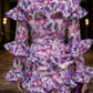 Purple Sheath High Neck Long Prom Dress with Ruffles