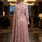 Sequin A Line Dusty Pink High Neck Prom Dress with 3D Flowers