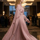 Sequin A Line Dusty Pink High Neck Prom Dress with 3D Flowers