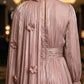 Sequin A Line Dusty Pink High Neck Prom Dress with 3D Flowers