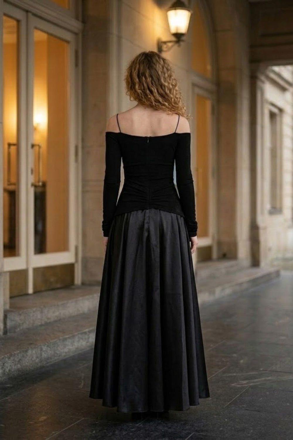Black A Line Spaghetti Straps Long Formal Dress