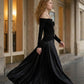 Black A Line Spaghetti Straps Long Formal Dress