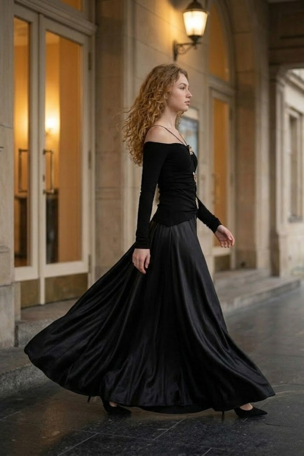 Black A Line Spaghetti Straps Long Formal Dress