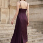 Purple Sheath V Neck Long Formal Dress with Slit