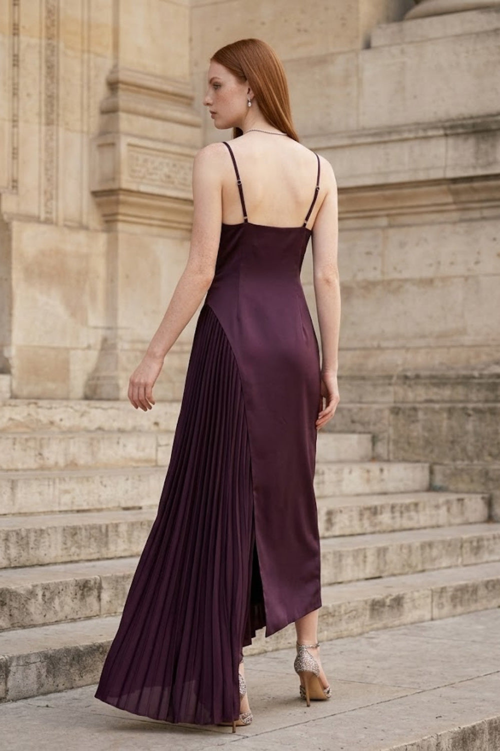 Purple Sheath V Neck Long Formal Dress with Slit