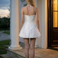 Corset White A Line Strapless Mini Homecoming Dress with 3D Flowers