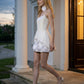 Corset White A Line Strapless Mini Homecoming Dress with 3D Flowers