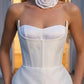 Corset White A Line Strapless Mini Homecoming Dress with 3D Flowers