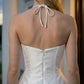 Corset White A Line Strapless Mini Homecoming Dress with 3D Flowers