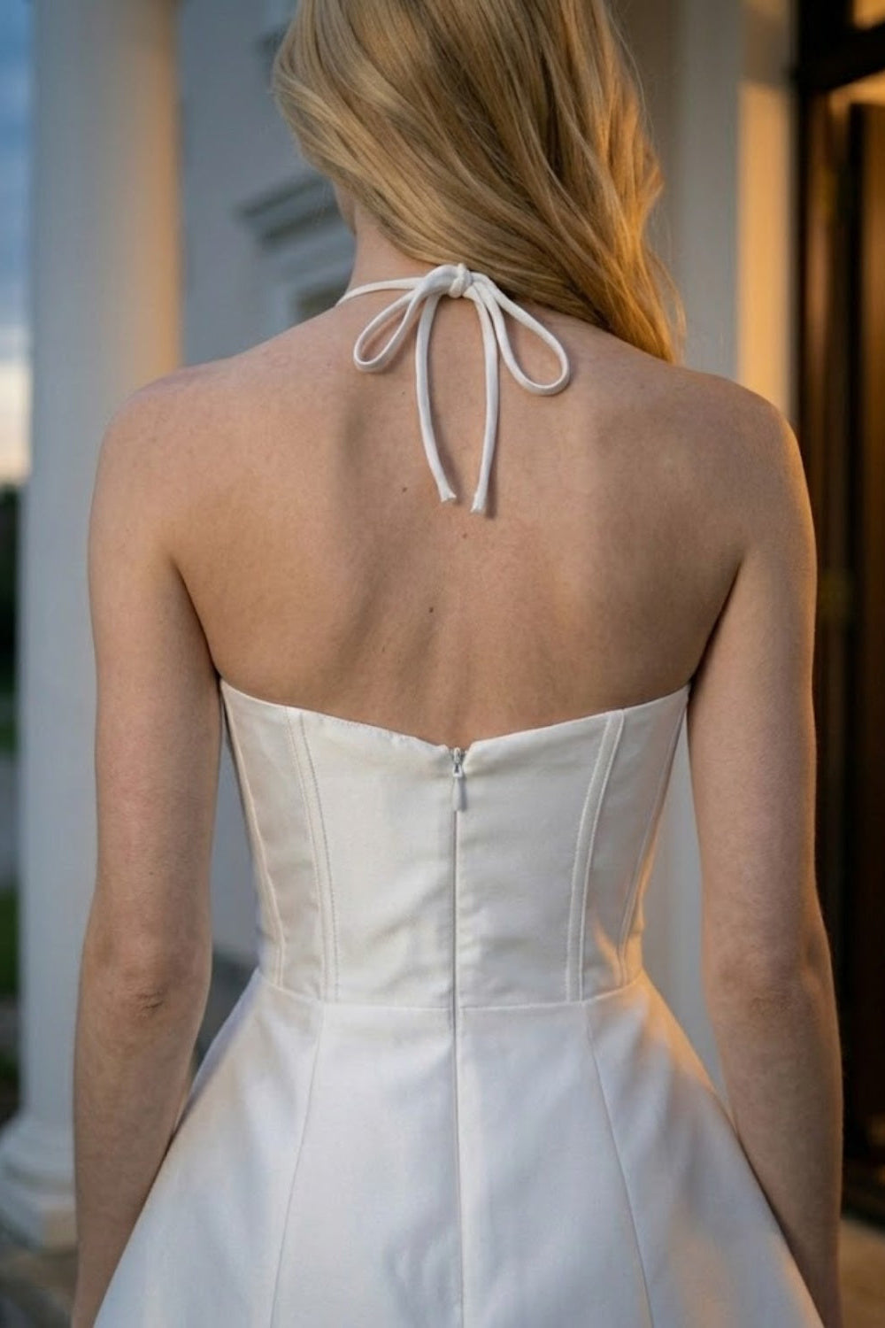 Corset White A Line Strapless Mini Homecoming Dress with 3D Flowers