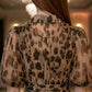Brown Leopard A Line V Neck Midi Prom Dress With Belt