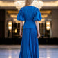 Corset Royal Blue A Line V Neck Long Formal Dress