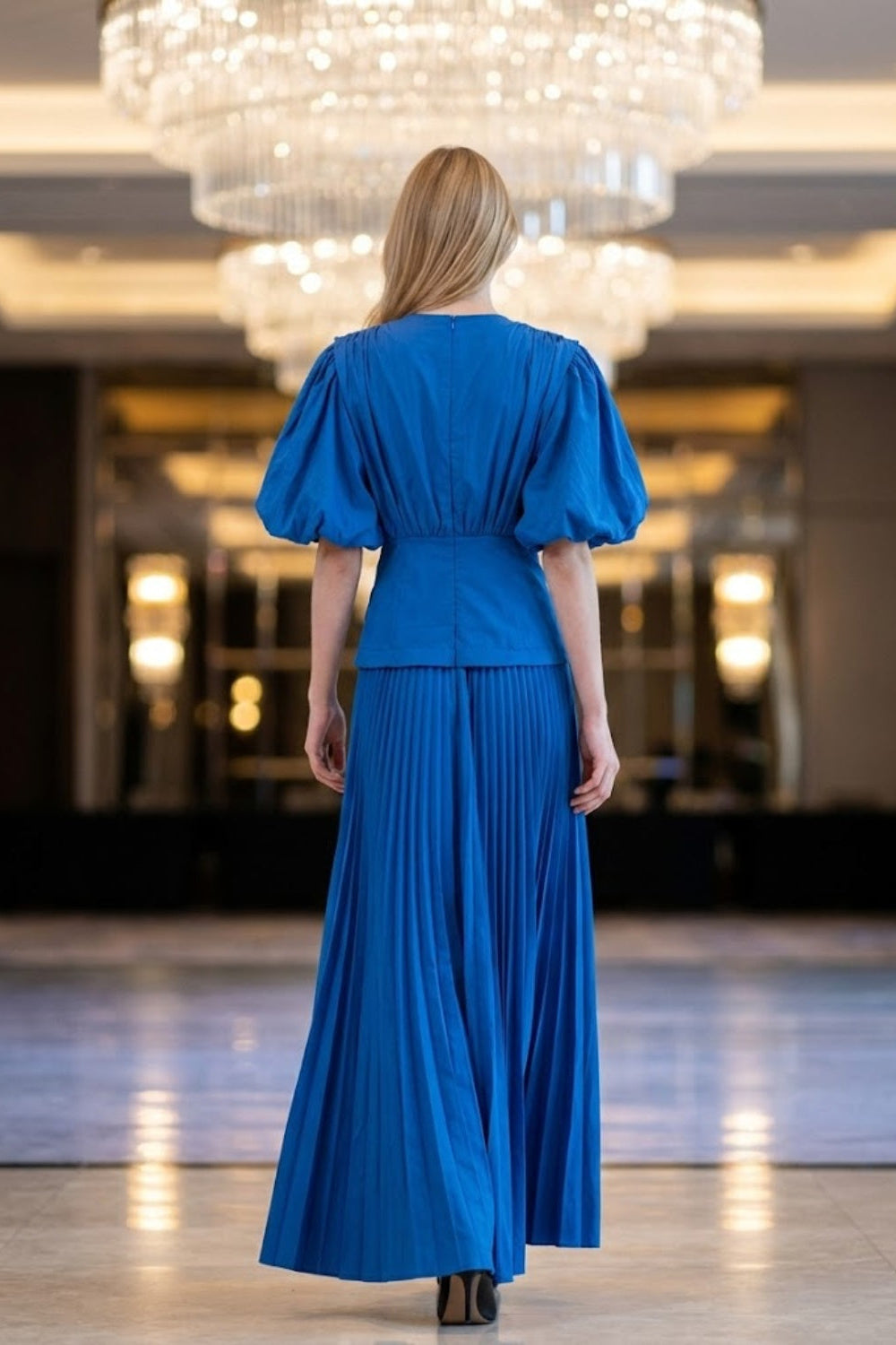 Corset Royal Blue A Line V Neck Long Formal Dress