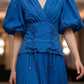 Corset Royal Blue A Line V Neck Long Formal Dress