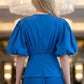 Corset Royal Blue A Line V Neck Long Formal Dress