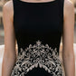 Black and White Sheath Bateau Long Prom Dress with Bow