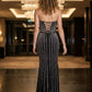 Black Sheath Strapless Long Formal Dress with Rhinestone