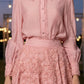 2 Pieces Pink A Line Swing Collar Type Mini Homecoming Dress with 3D Flowers