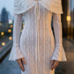 White Sheath Off the Shoulder Long Prom Dress