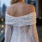 White Sheath Off the Shoulder Long Prom Dress