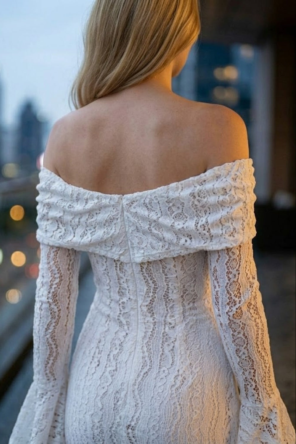 White Sheath Off the Shoulder Long Prom Dress