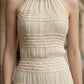 White Sheath Halter Long Prom Dress