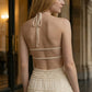 White Sheath Halter Long Prom Dress