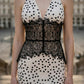 White Polka Dots Sheath Halter Long Prom Dress with Lace