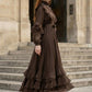 Brown A Line High Neck Long Formal Dress with Keyhole