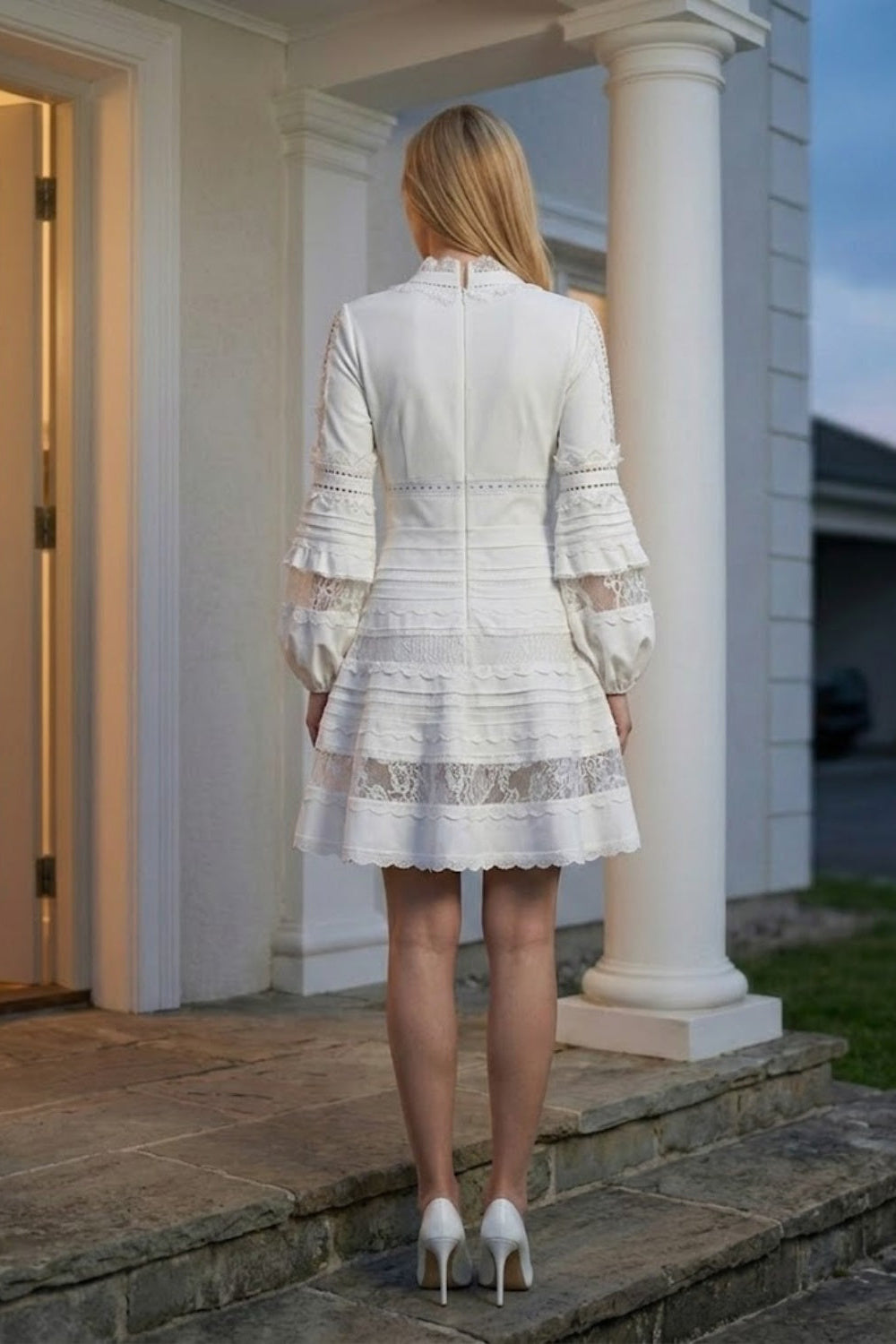 White A Line V Neck Mini Homecoming Dress