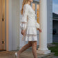 White A Line V Neck Mini Homecoming Dress